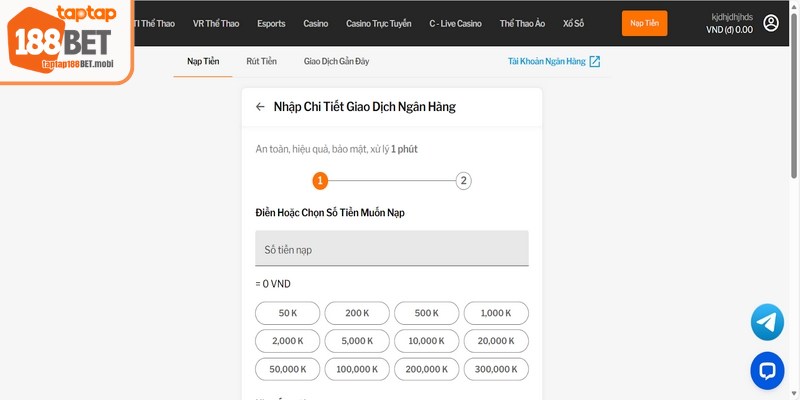 Đăng Ký 188BET - Thao Tác Nhanh Chóng Chỉ Vài Phút 6 Nạp tiền 188BET thông qua ngân hàng được người chơi lựa chọn nhiều