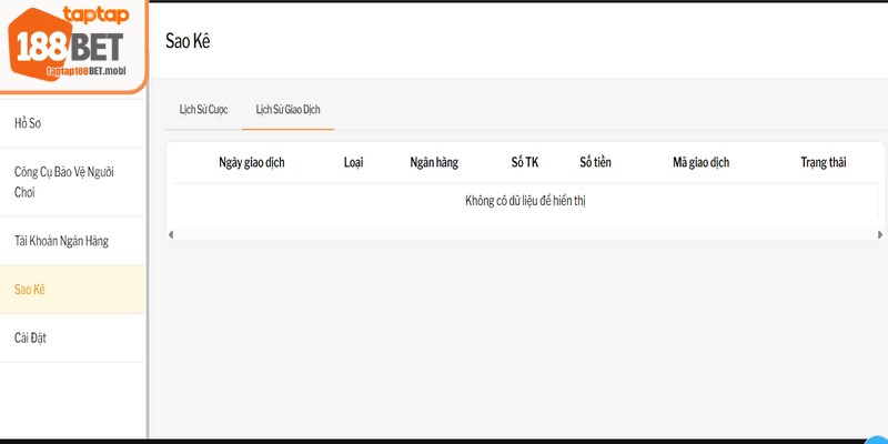 Link Vào 188BET Chính Thức - Trải Nghiệm Cá Cược Thả Ga 7 Sao kê tài khoản 188BET giúp người chơi kiểm soát dòng tiền